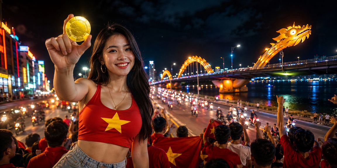 Cảnh đêm Đà Nẵng với ánh đèn neon tượng trưng cho sự bảo mật hiện đại
