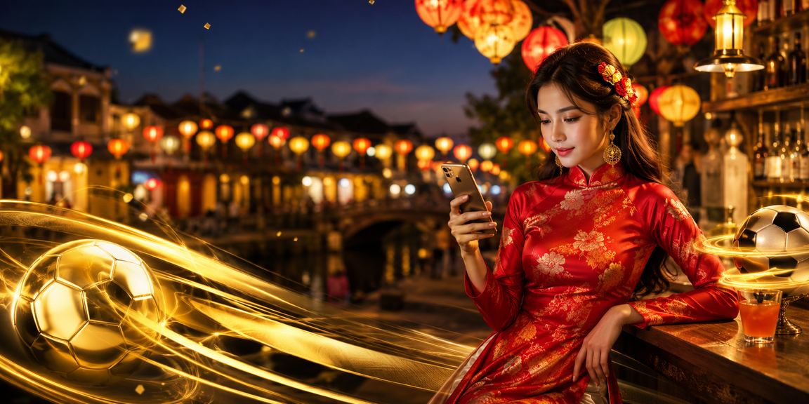 Người dùng tại Hội An mặc áo dài xem trò chơi casino và cá cược trực tuyến