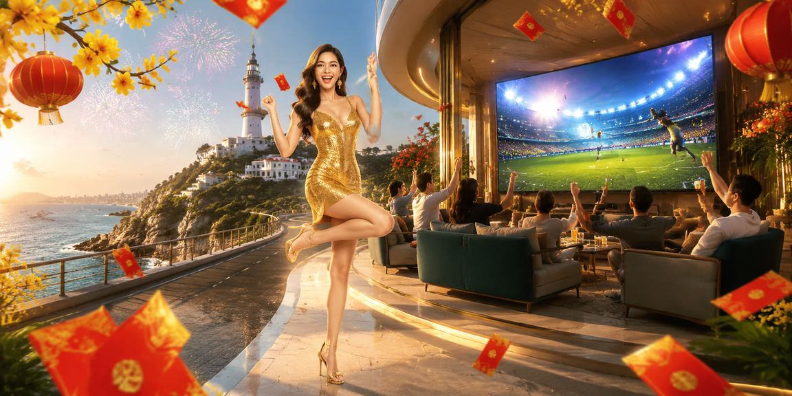 Không gian lễ hội casino Vũng Tàu với đèn lồng và phong cách đón bonus